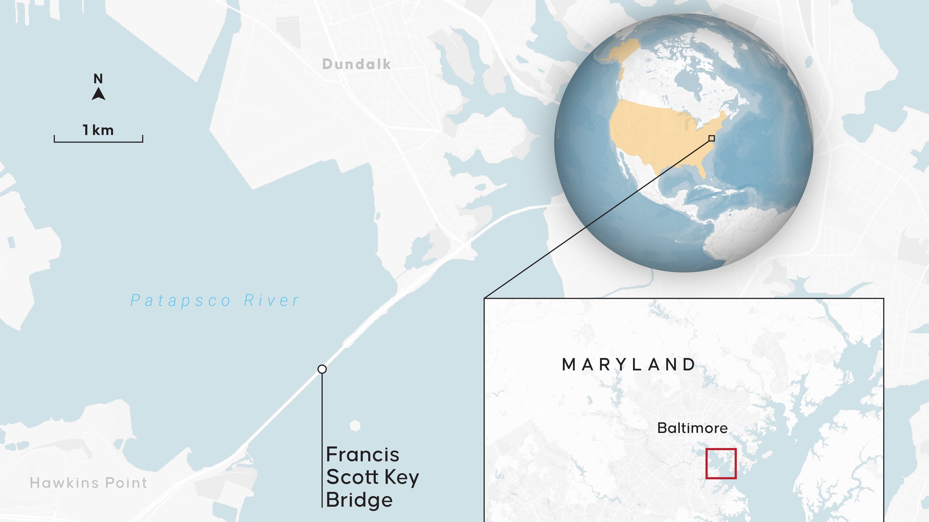 Un carguero choca y derriba por completo un puente en Baltimore (EEUU) abierto al tráfico.