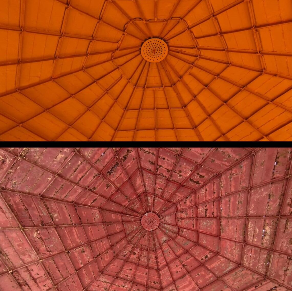 Mejora en la techumbre del quiosco tras los trabajos de la brigada