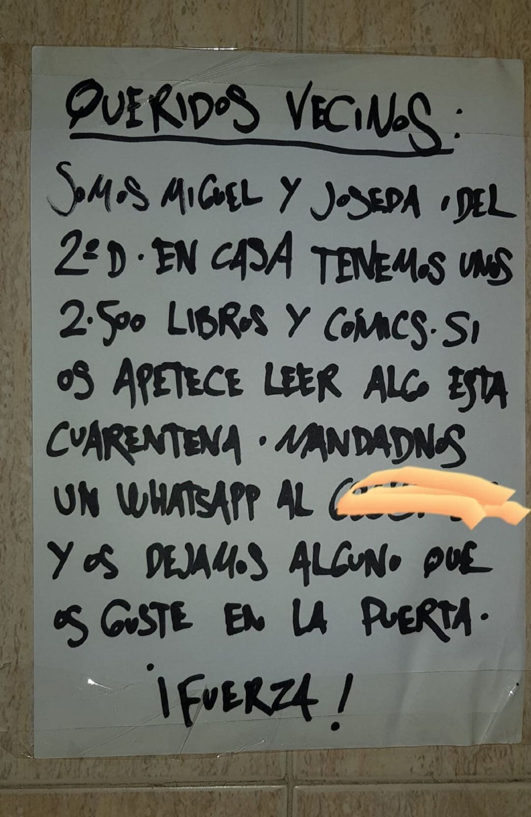 Cartel en la comunidad de vecinos