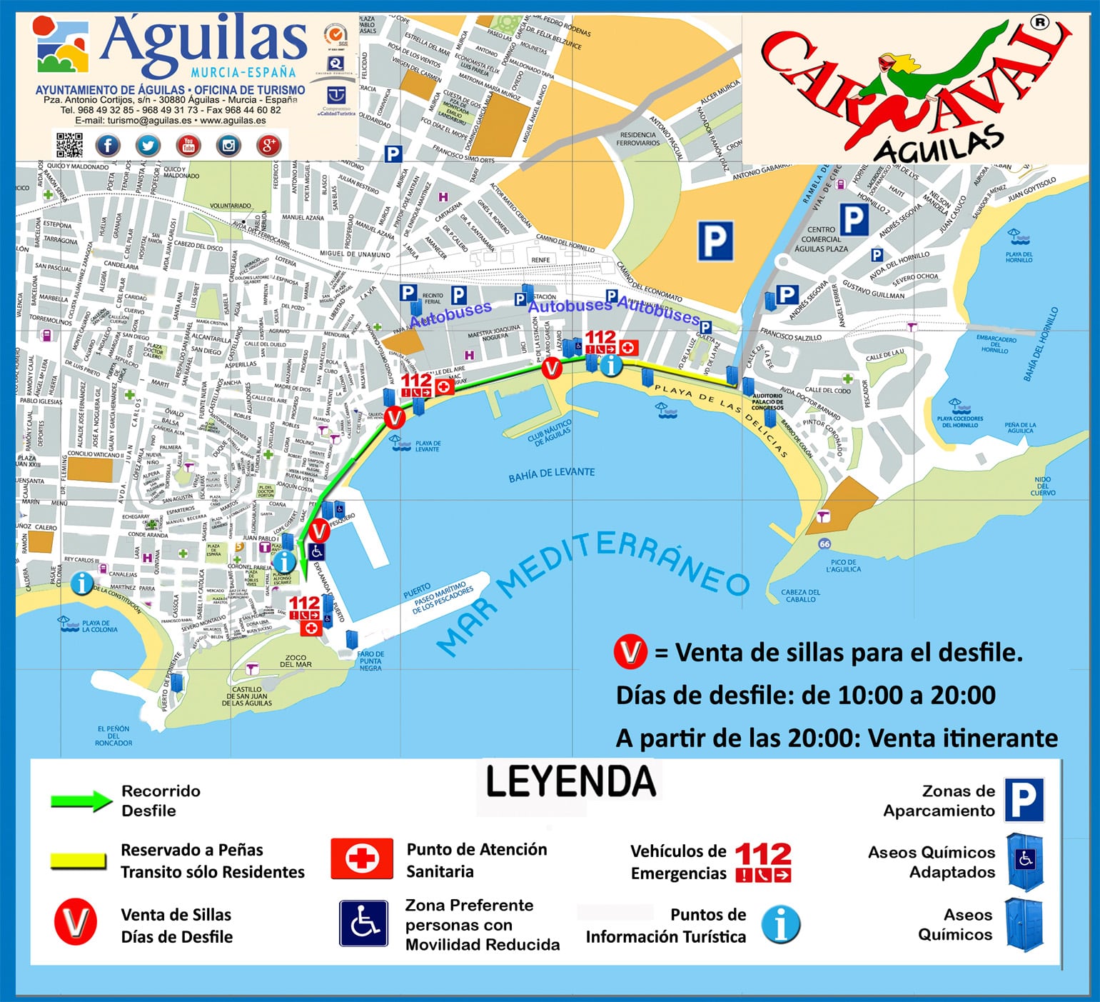 Recorrido del desfile del Carnaval de Águilas