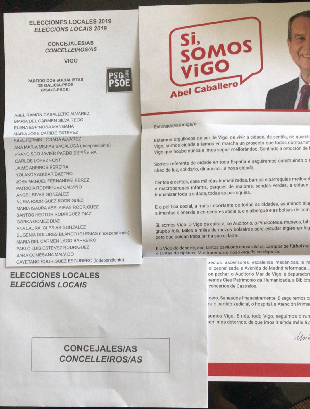 La papeleta de la candidatura encabezada por Abel Caballero