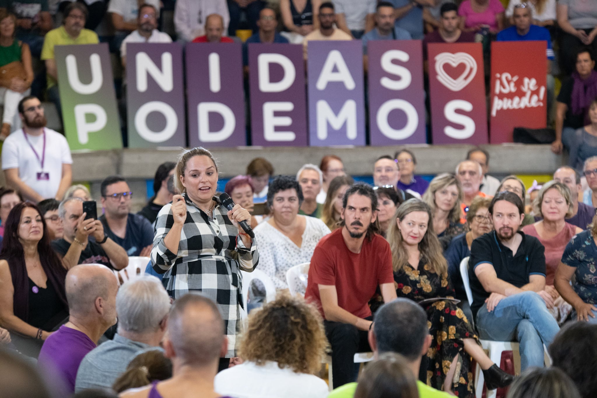 La secretaria general de Unidas Podemos Canarias, Noemí Santana, durante un acto de campaña electoral de Unidas Podemos en Las Palmas de Gran Canaria el 27 de octubre de 2019. (Foto de Europa Press/Europa Press vía Getty Images)