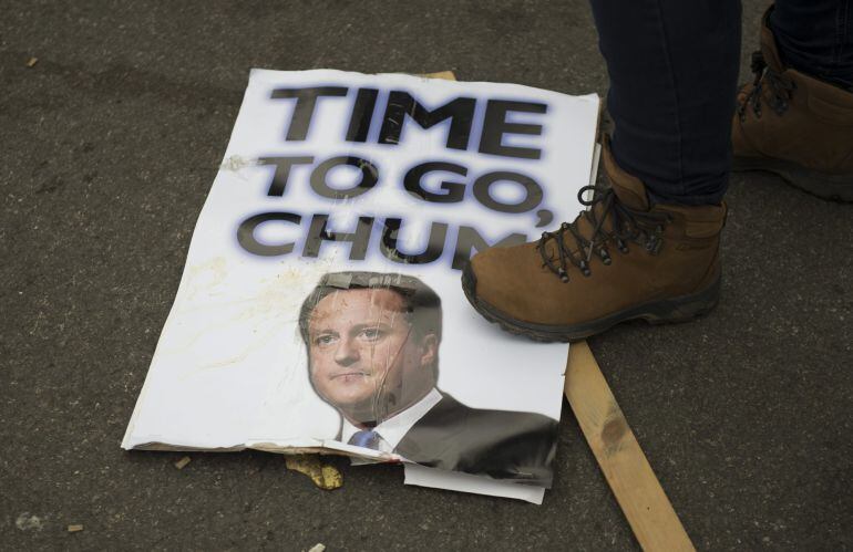 Protestas en contra de David Cameron en Londres. 