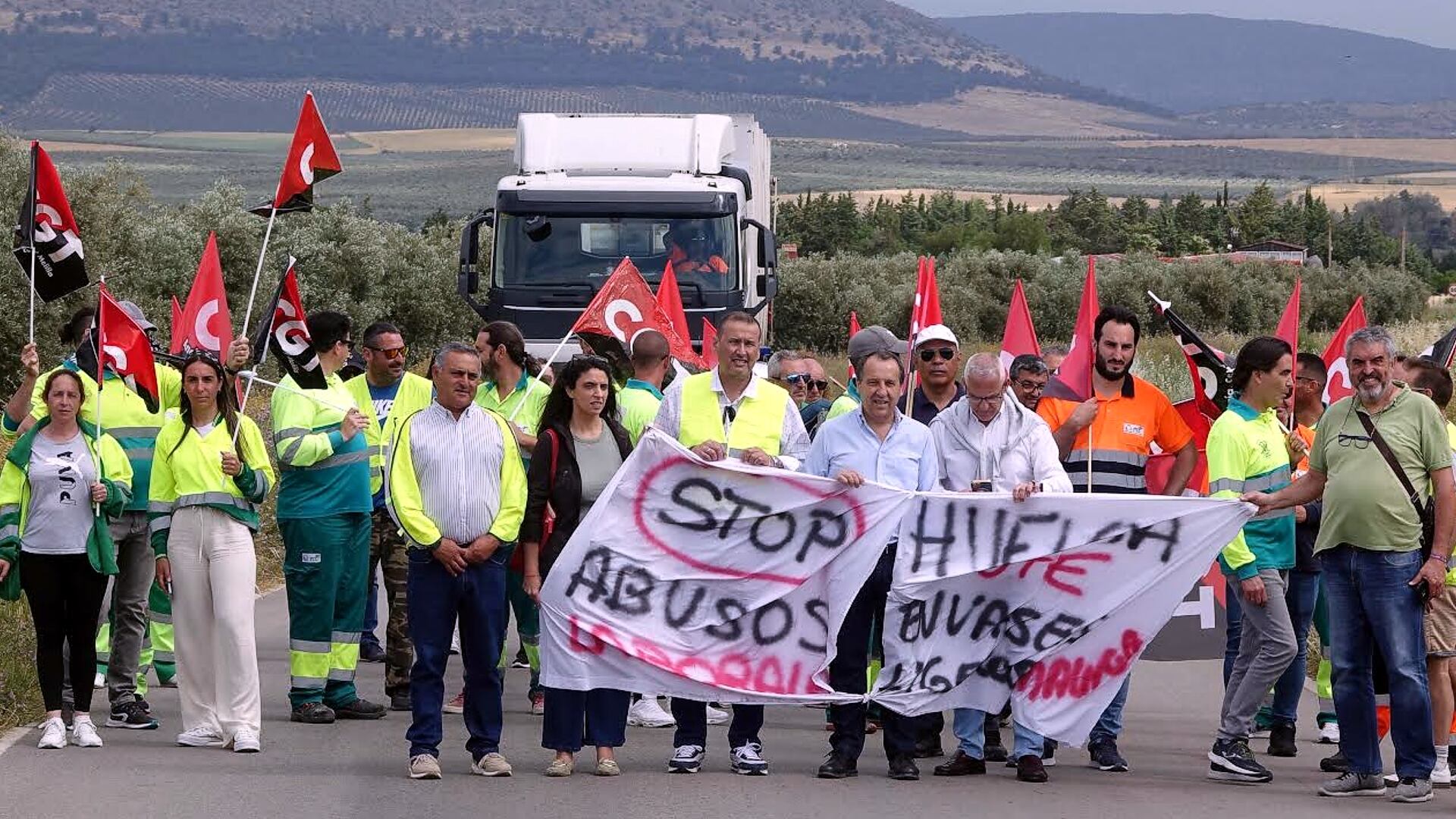 Marcha de protesta desde la carretera de Bobadilla a Valsequillo