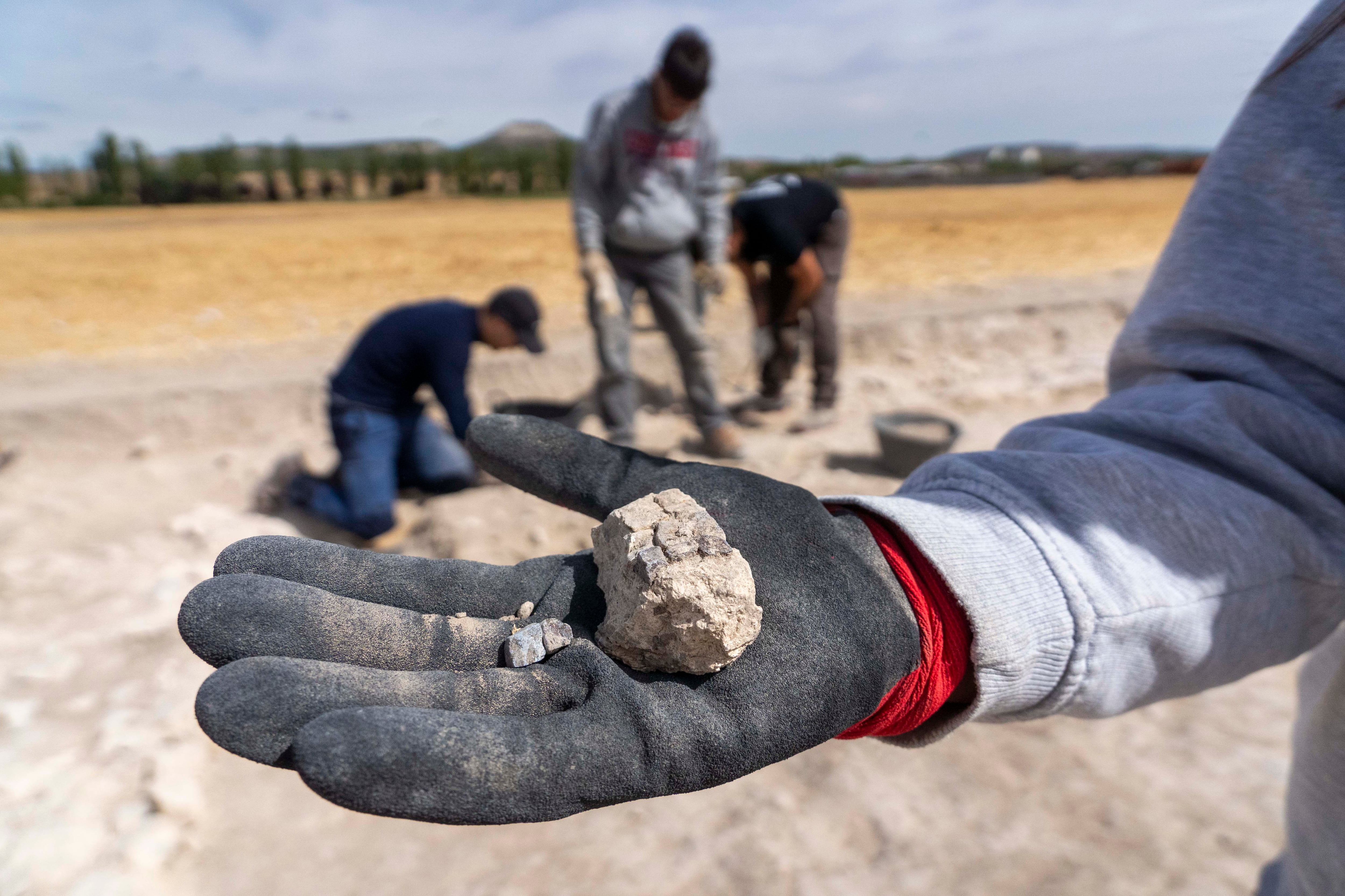 Trabajos de excavación en el yacimiento arqueológico Las Calaveras en Renedo de Esgueva (Valladolid)