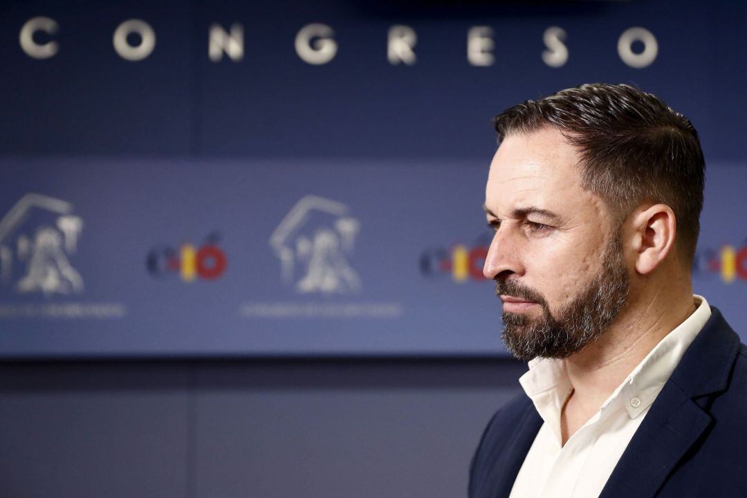 El presidente de Vox, Santiago Abascal,este miércoles en el Congreso