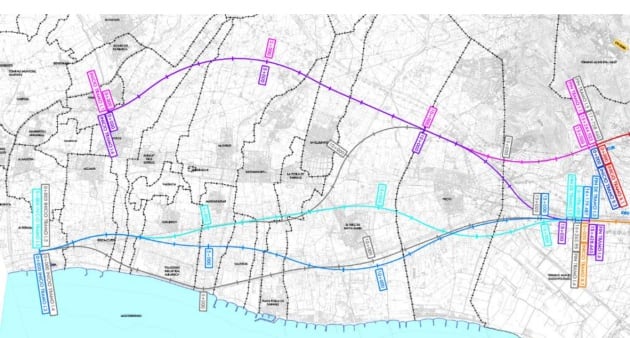 Propuestas de recorridos de la nueva plaforma ferroviaria a su paso por la comarca de l&#039;Horta Nord