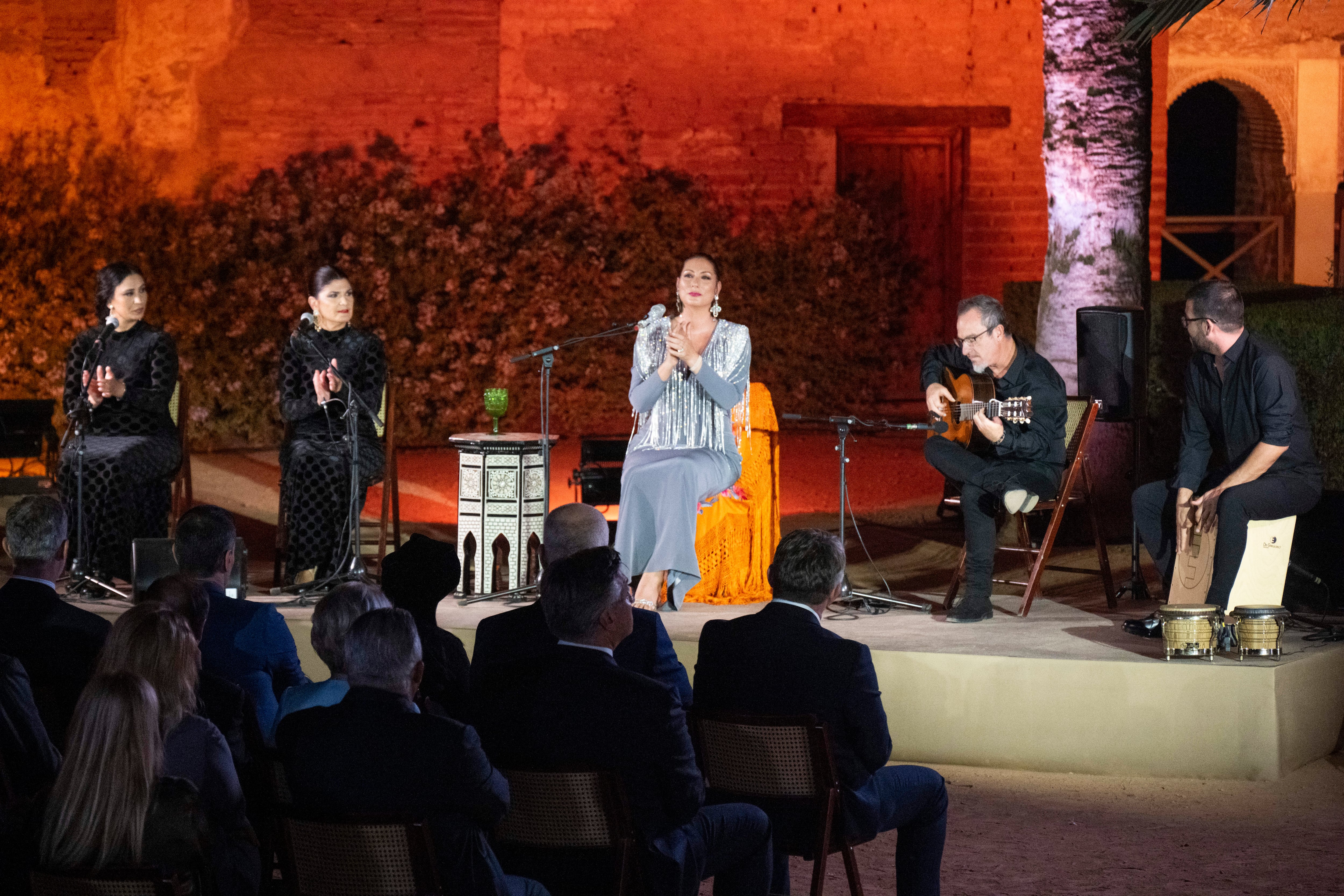 La cantaora flamenca Marina Heredia actúa durante un concierto celebrado en el interior de la Alhambra, dentro de la III Cumbre de la Comunidad Política Europea (CPE), este octubre de 2023 en Granada