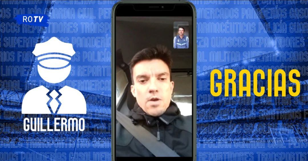 Ziganda habla con Guillermo, policía y socio del Real Oviedo