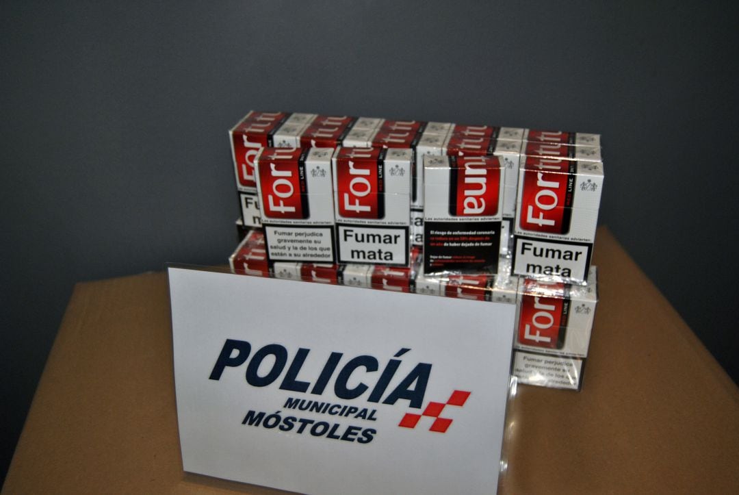 Cajetillas requisadas por la Policía Municipal de Móstoles