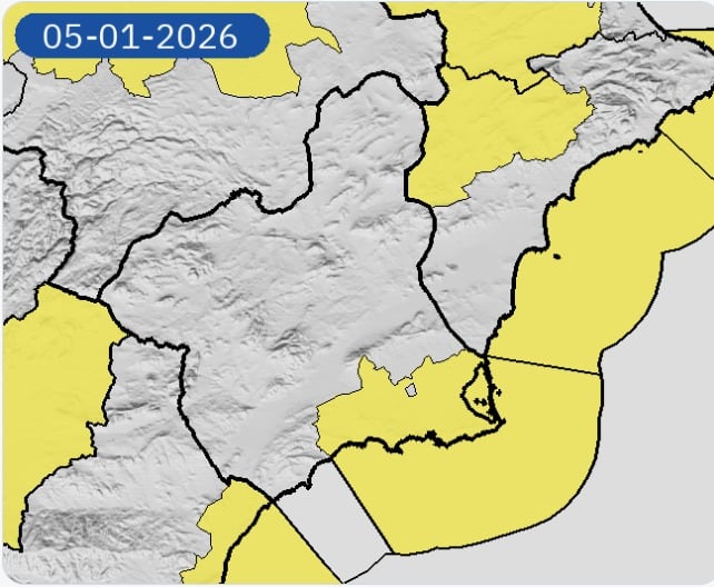 Aviso amarillo por lluvias y fenómenos costeros en el Campo de Cartagena y Mazarrón