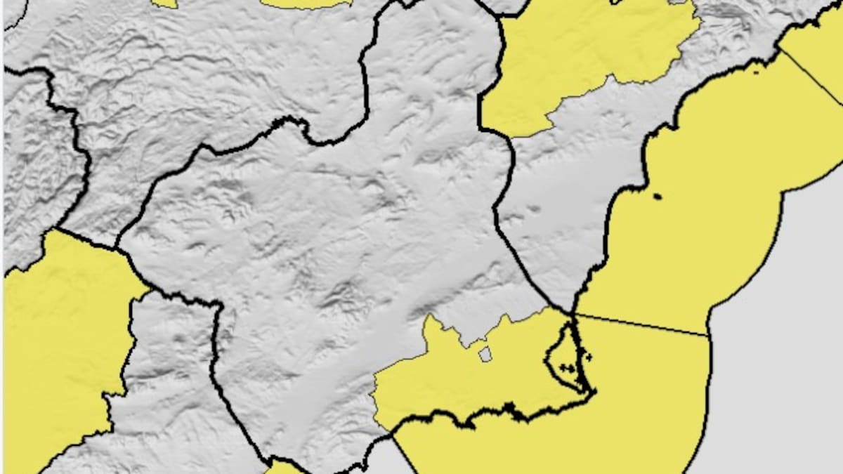 La Aemet activa tres alertas, por lluvias, fenómenos costeros y nieve, este lunes en Cartagena, Mazarrón y el Noroeste