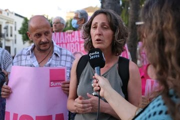 Kika González, candidata de Sumar, en el inicio de la campaña electoral