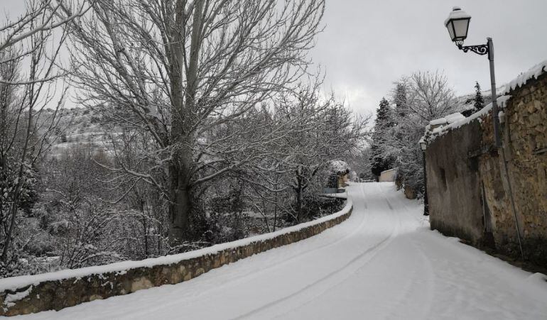 La localidad de Palomera tras las nevadas