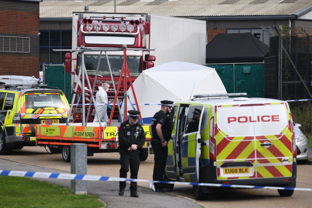 Imagen del camión retenido por la policía en octubre de 2019 a unos 32 kilómetros de Londres