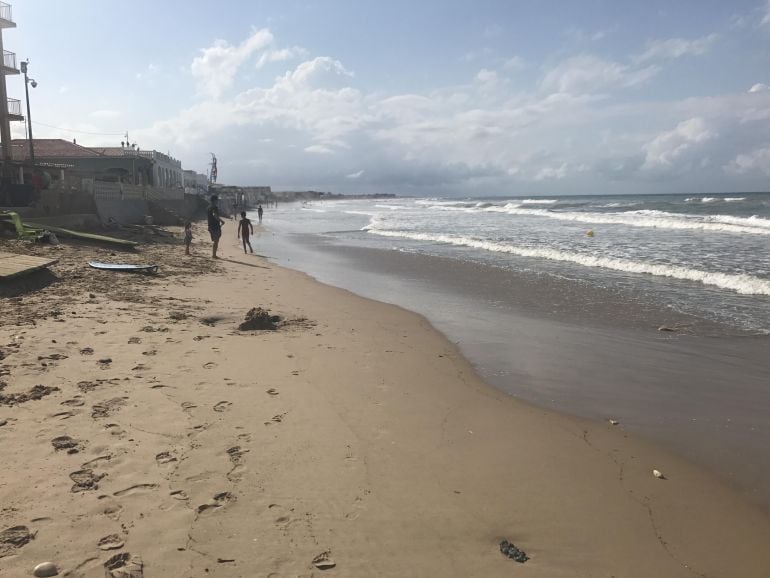 Tramo de la playa de Les Deveses, en Dénia, tras el temporal de agosto de 2017.