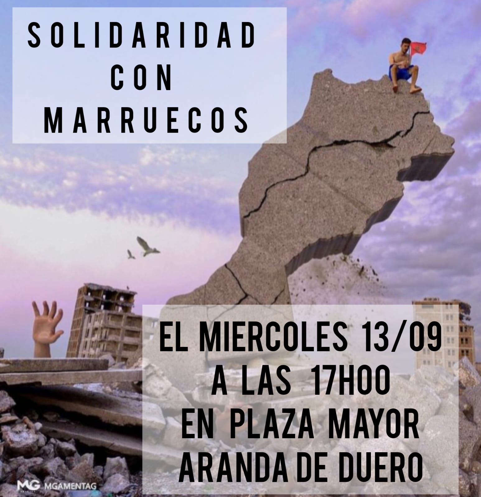 Cartel de la concentración en Aranda en solidaridad con Marruecos