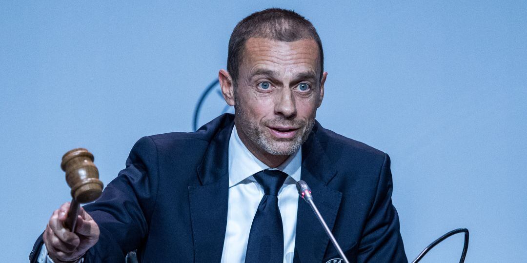 Aleksander Ceferin, durante una comparecencia oficial de la UEFA