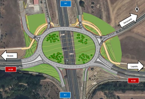 Plano de la glorieta de acceso al aeropuerto de Burgos-Villafría