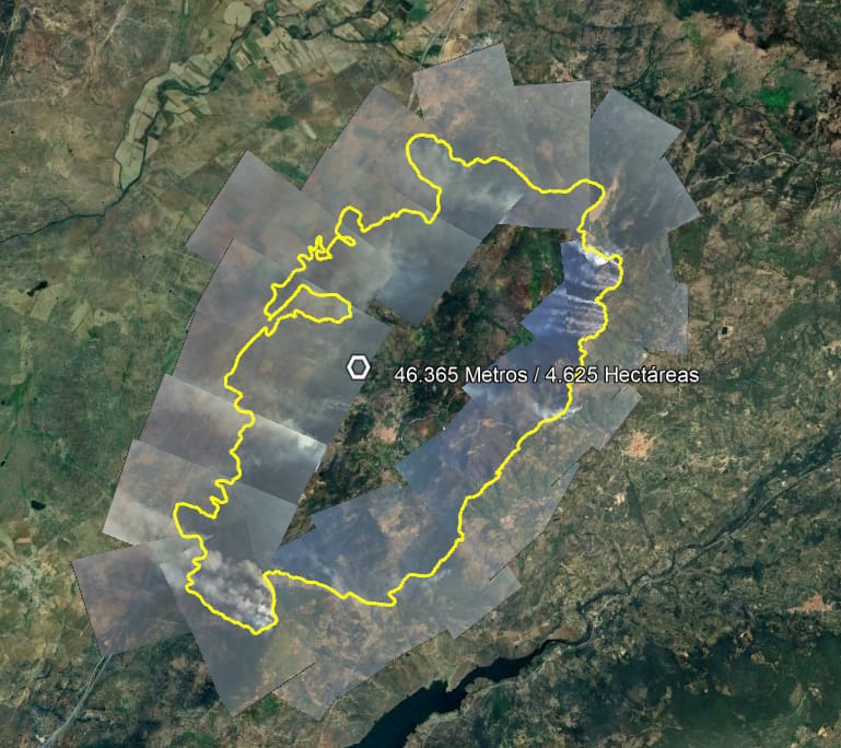 Una de las imágenes ofrecidas por el helicóptero Halcón sobre la superficie afectada
