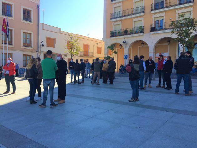 Algunos de los manifestantes al inicio de la protesta