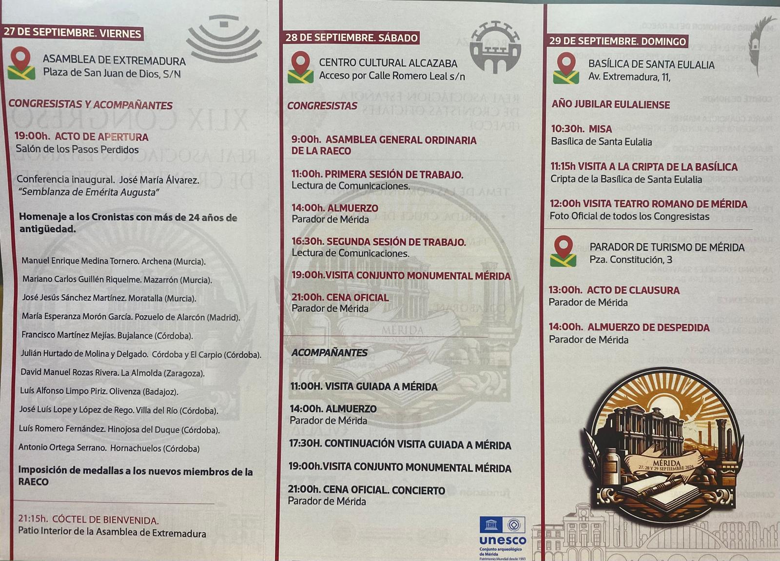 Horarios Congreso de Cronistas