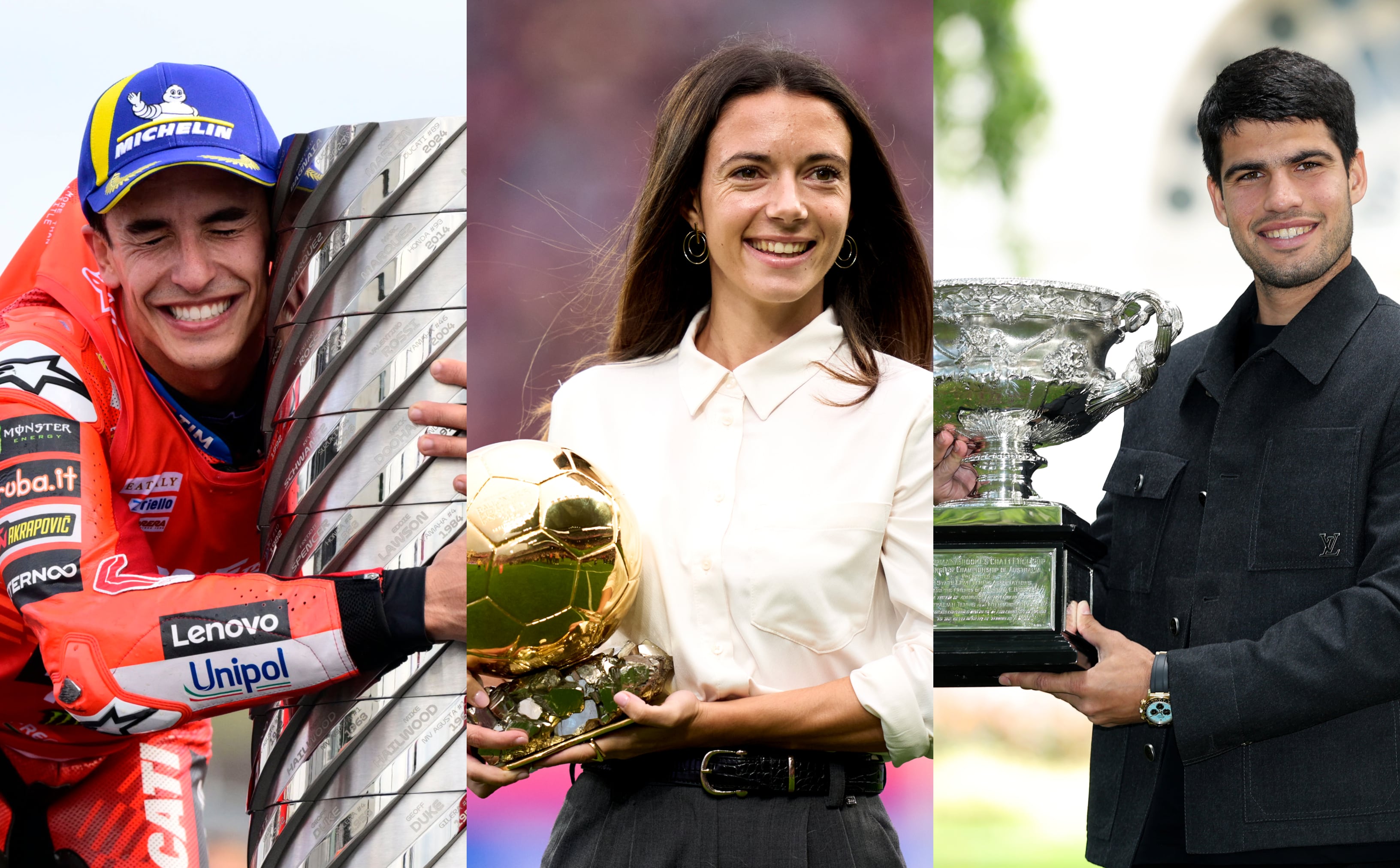 Marc Márquez, Aitana Bonmatí y Carlos Alcaraz, juntos en un montaje de imágenes