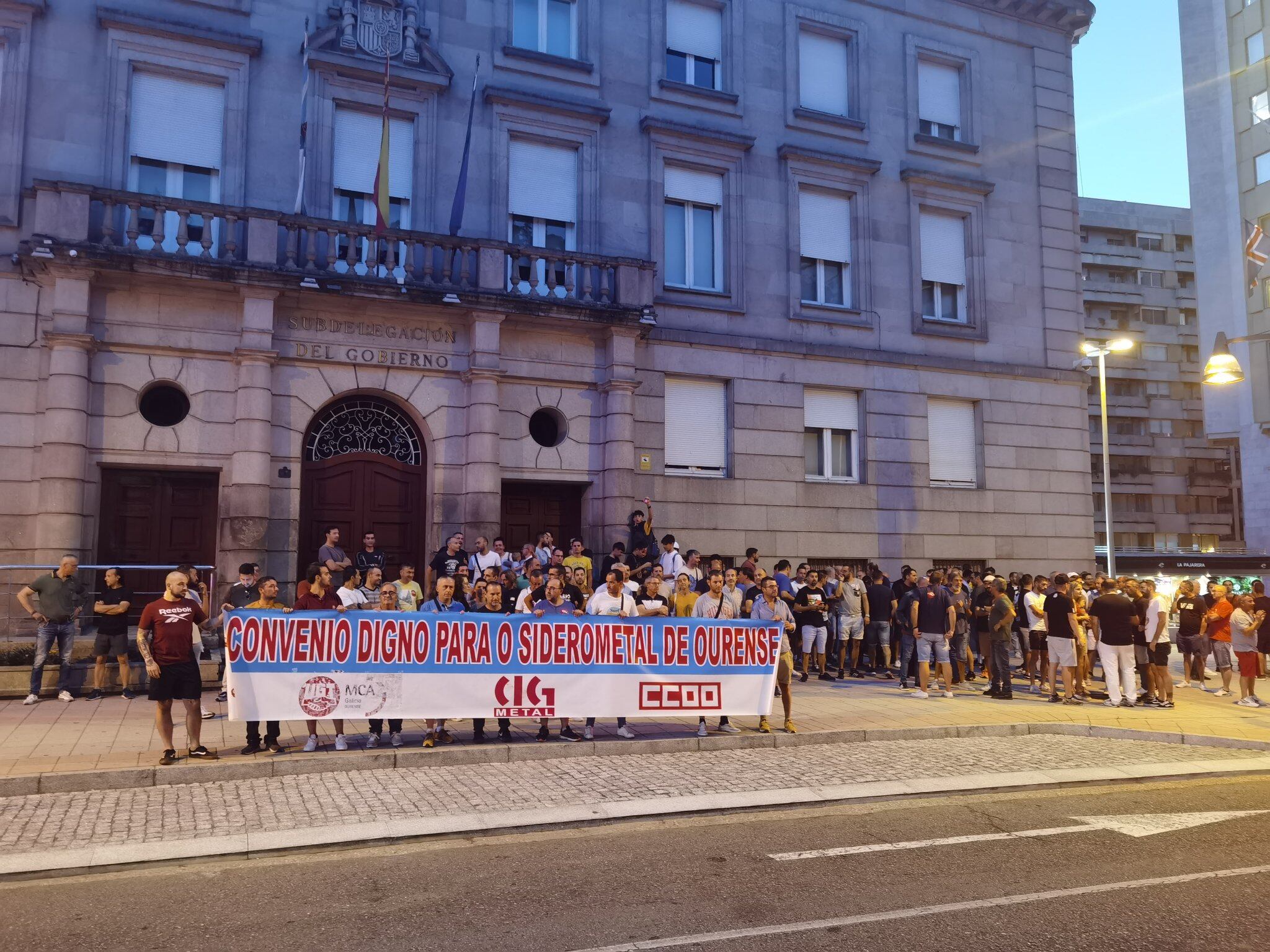 Trabajadores del siderometal en una manifestación en Ourense
