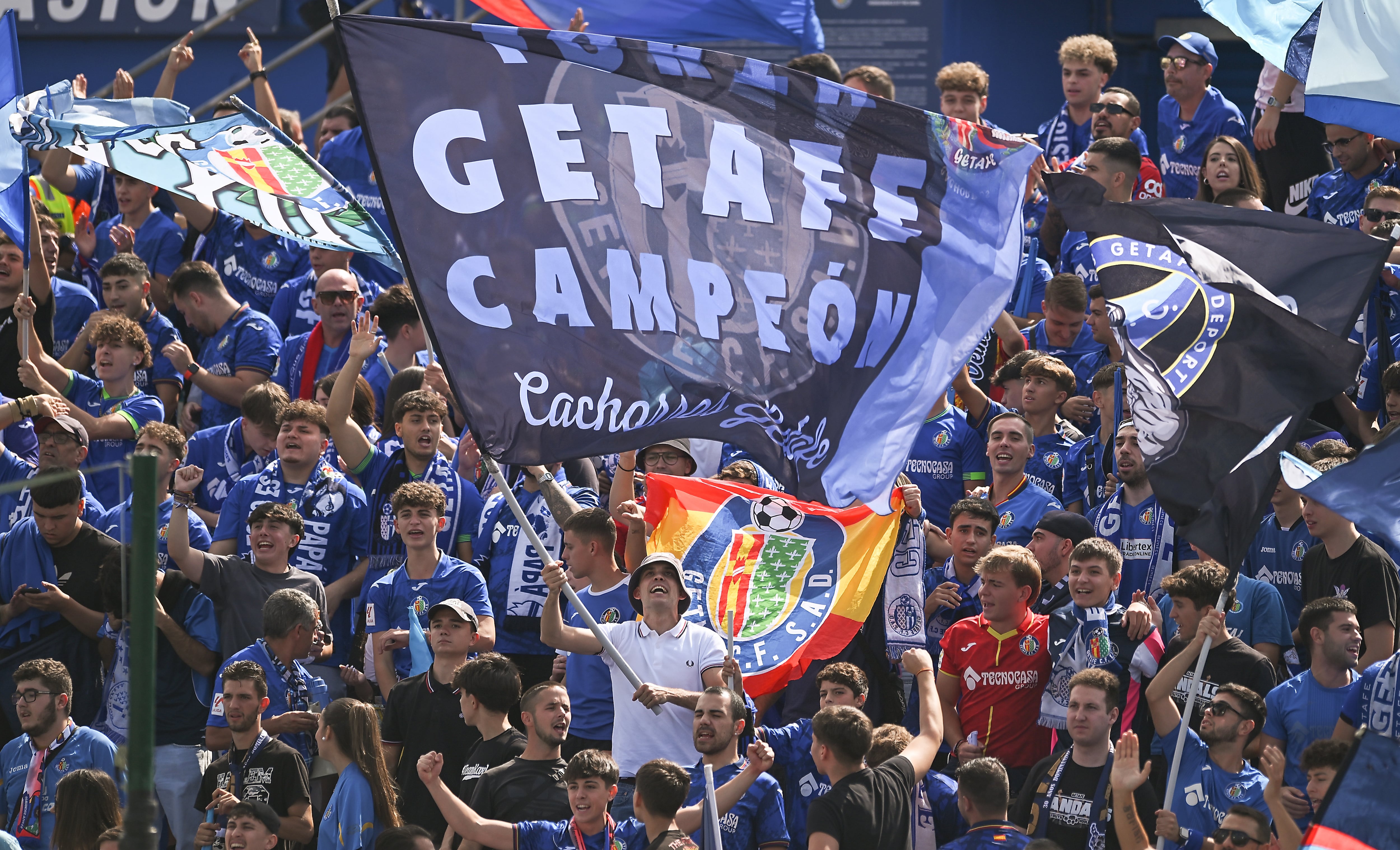 Aficionados del Getafe CF durante el último derbi ante el CD Leganés