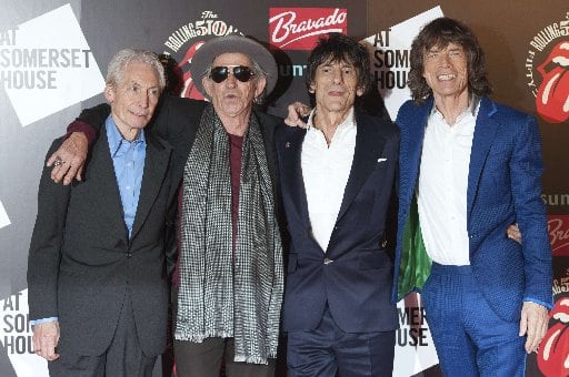 El grupo en la apertura de la exposición &#039;The Rolling Stones: 50&#039; en Somerset House en Londres con motivo del 50 aniversario de la banda en los ecenarios, desde su primer concierto en el Marquee Club en 1962.