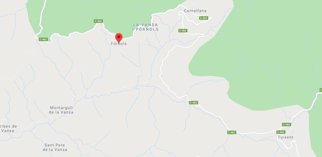 Mapa de la zona on s'ha produït l'accident