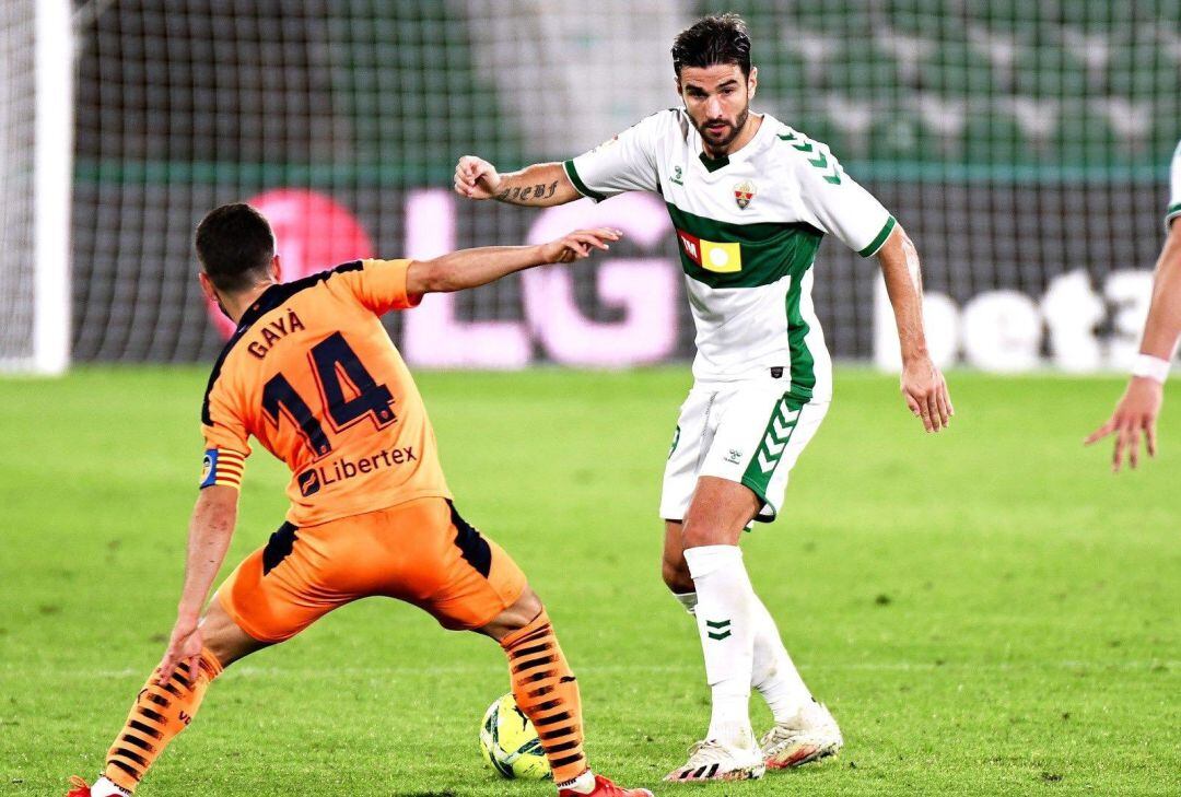 Barragán durante el Elche-Valencia de la pasada temporada