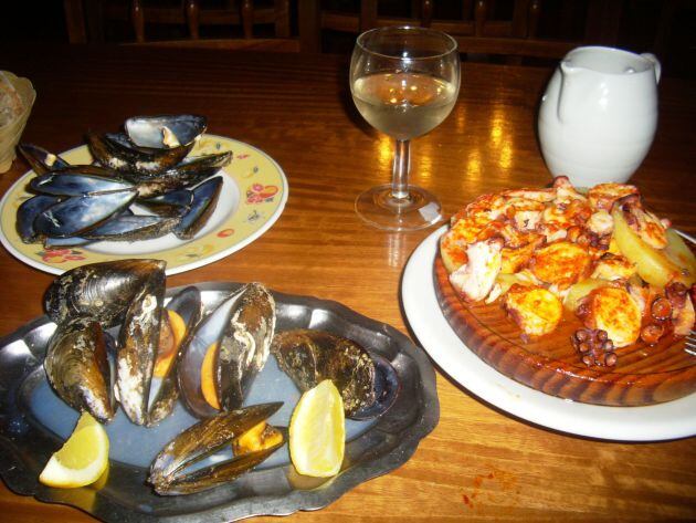 Mejillones, pulpo y Ribeiro en La Coruña