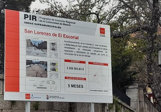 Obras de la Avenida Juan de Borbón y Battenberg en San Lorenzo de El Escorial