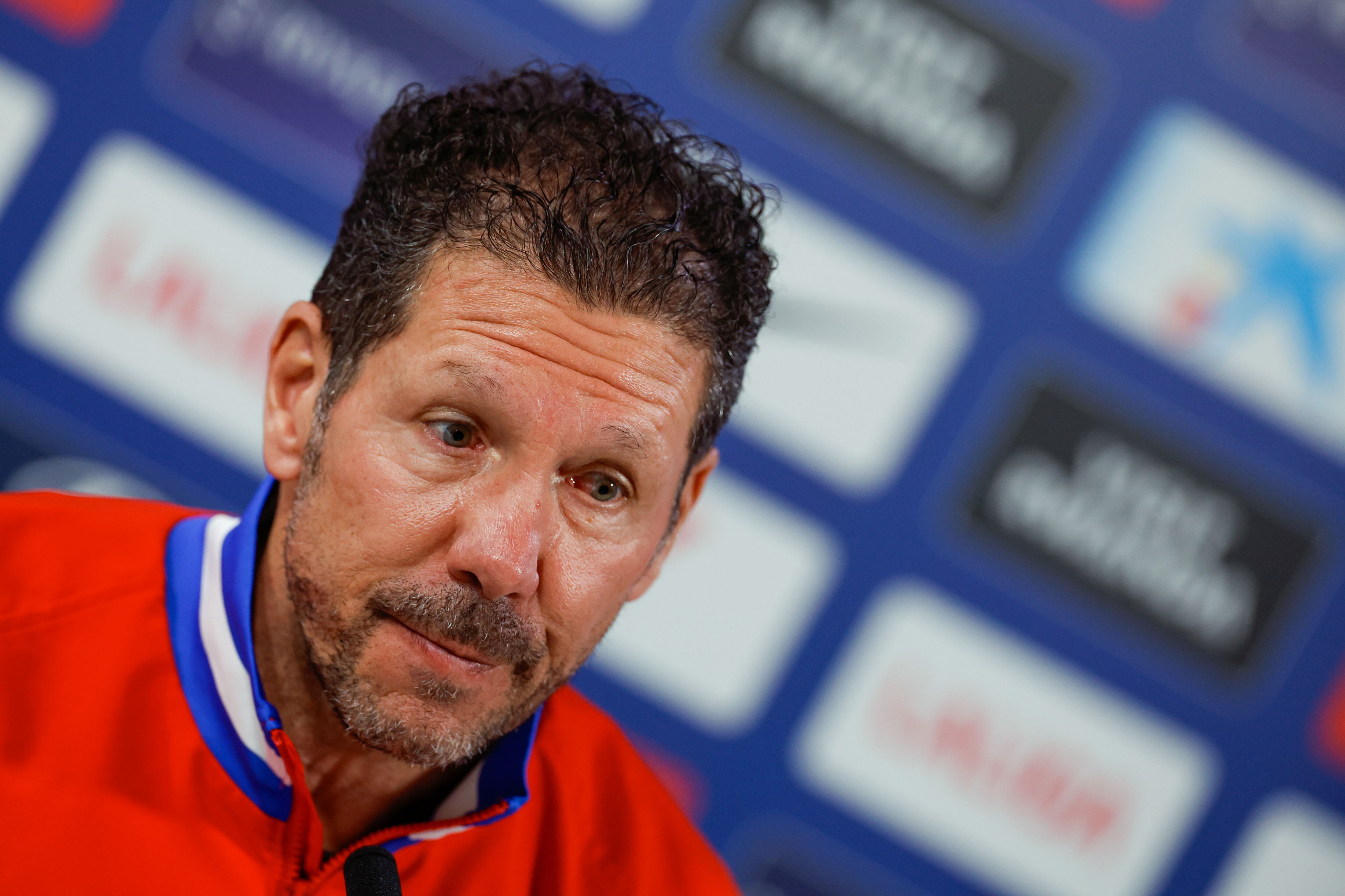 El entrenador del Atlético de Madrid, Diego Simeone durante la rueda de prensa