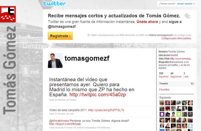 @tomasgomezf es el antiguo Twitter de Tomás Gómez en el que alguien se hace pasar por él