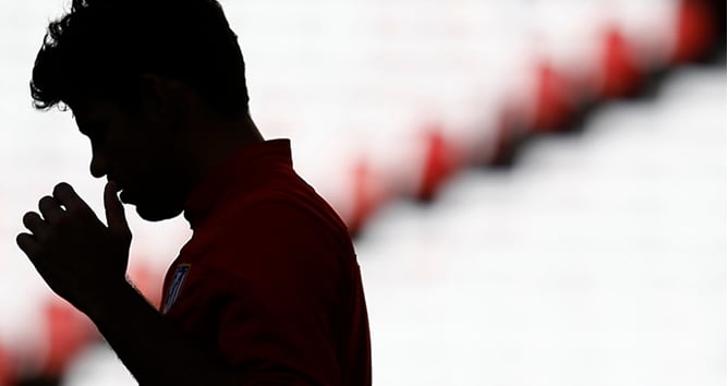 El delantero hispanoblasileño, durante un entrenamiento con el Atlético antes de la final de la Champions.