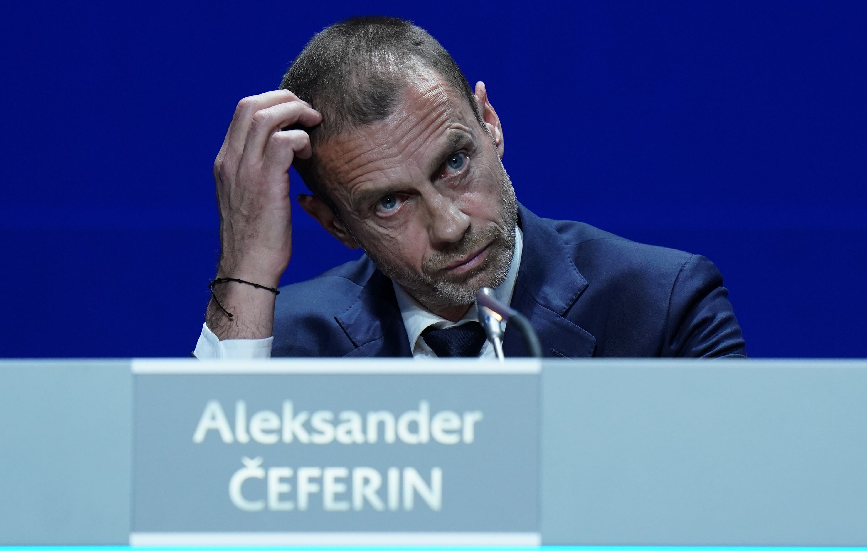 Aleksander Ceferin, presidente de la UEFA, en una conferencia de prensa