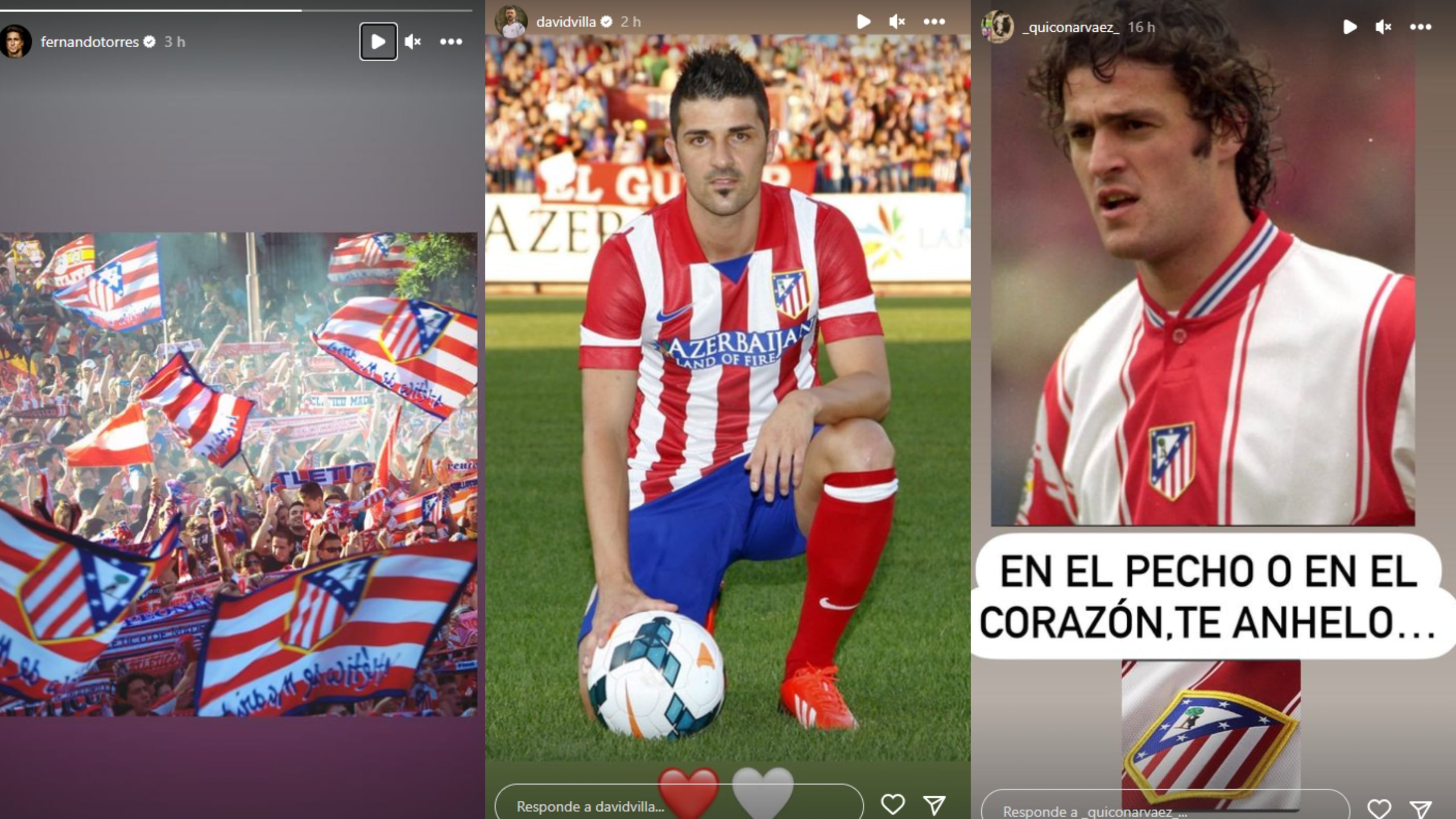 Fernando Torres, David Villa y Kiko Narváez publican fotos con la camiseta del Atlético en su Instagram