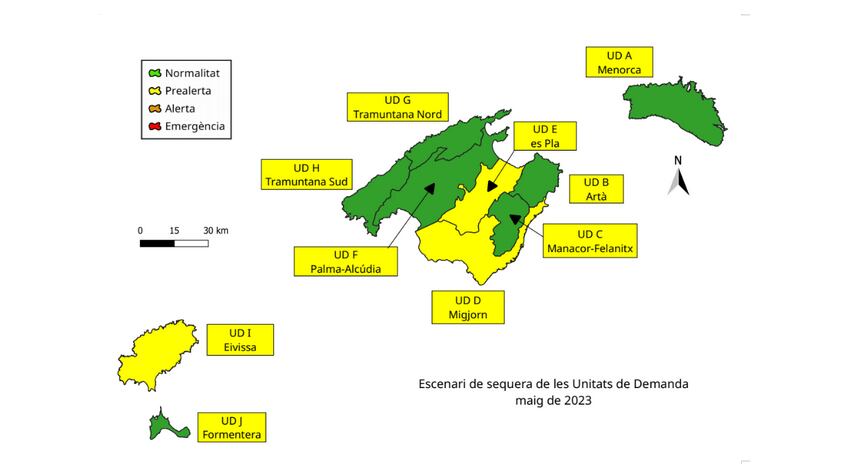 Nivel de los acuíferos en Baleares