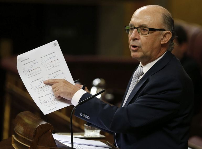 El ministro de Hacienda, Cristóbal Montoro, durante una intervención en la sesión de control al Ejecutivo