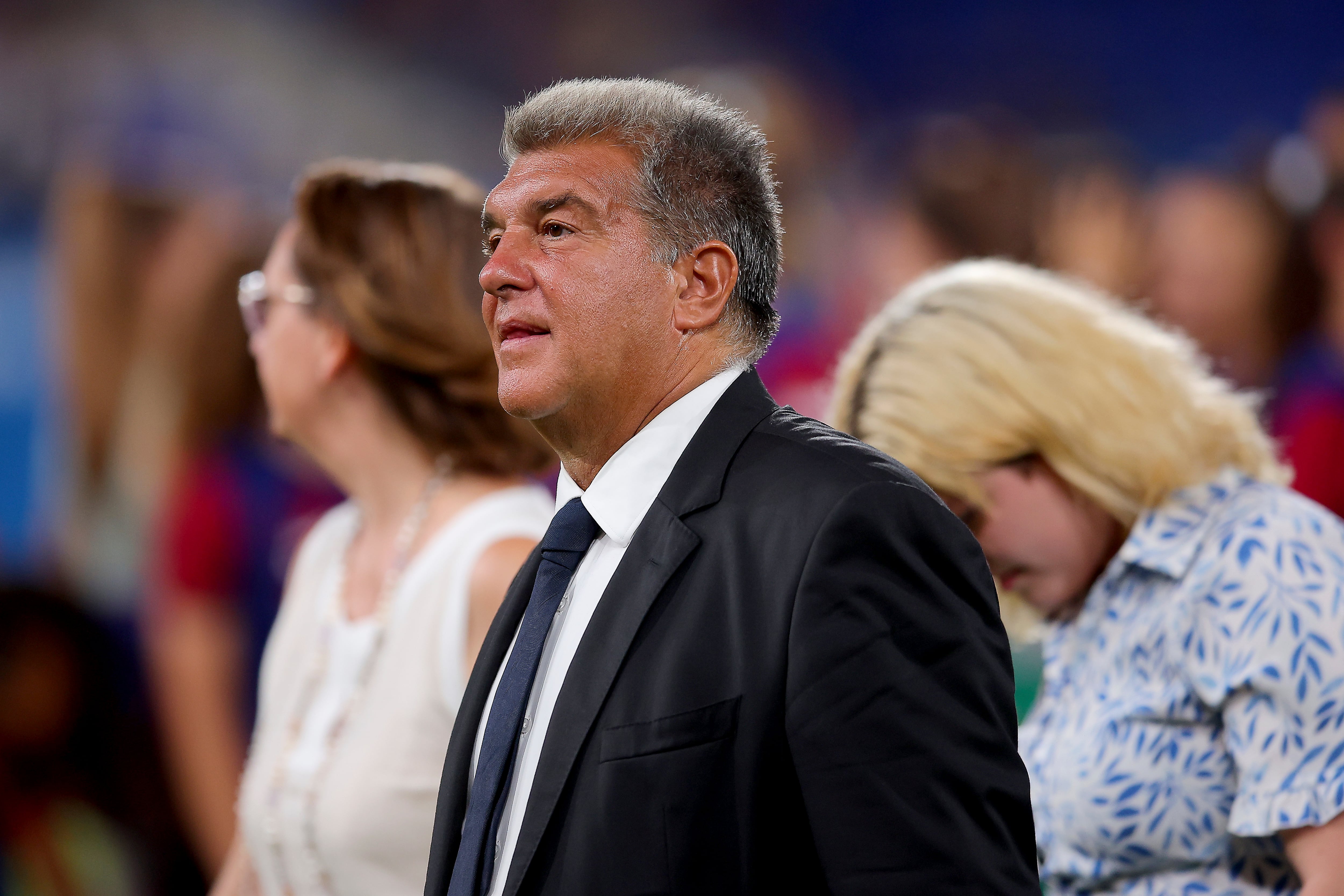 Joan Laporta, durante el Joan Gamper femenino entre el Barça y la Juventus. (Photo by Eric Alonso/Getty Images)