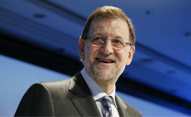 El presidente del Gobierno, Mariano Rajoy, momentos antes de exponer este sábado la situación económica española y sus perspectivas de futuro en el contexto europeo con motivo de la clausura de la Reunión del Círculo de Economía, que durante tres días ha 