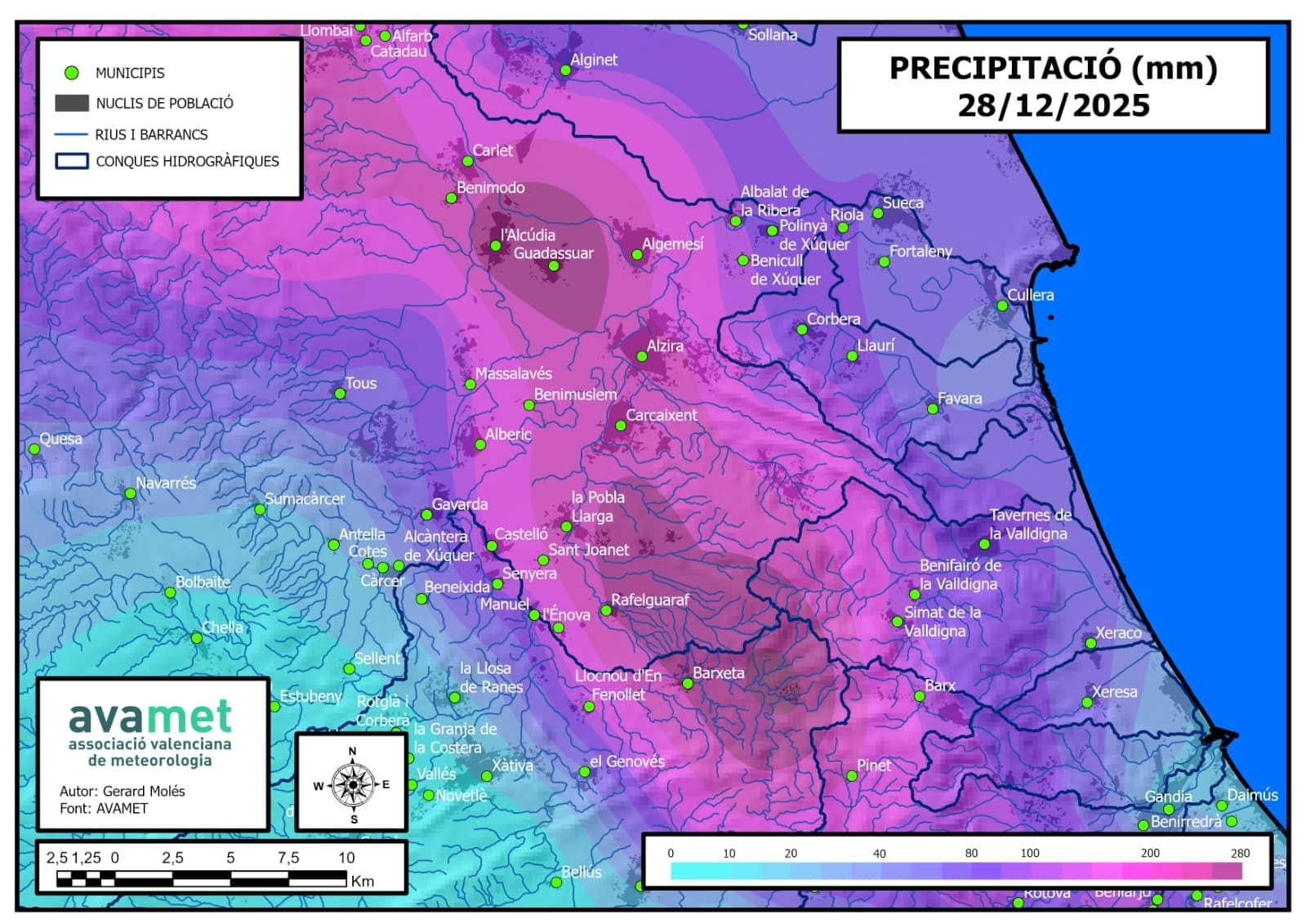 Mapa de registros de AVAMET. Fuente: AVAMET