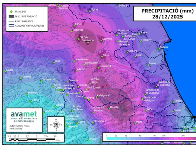 Mapa de registros de AVAMET. Fuente: AVAMET