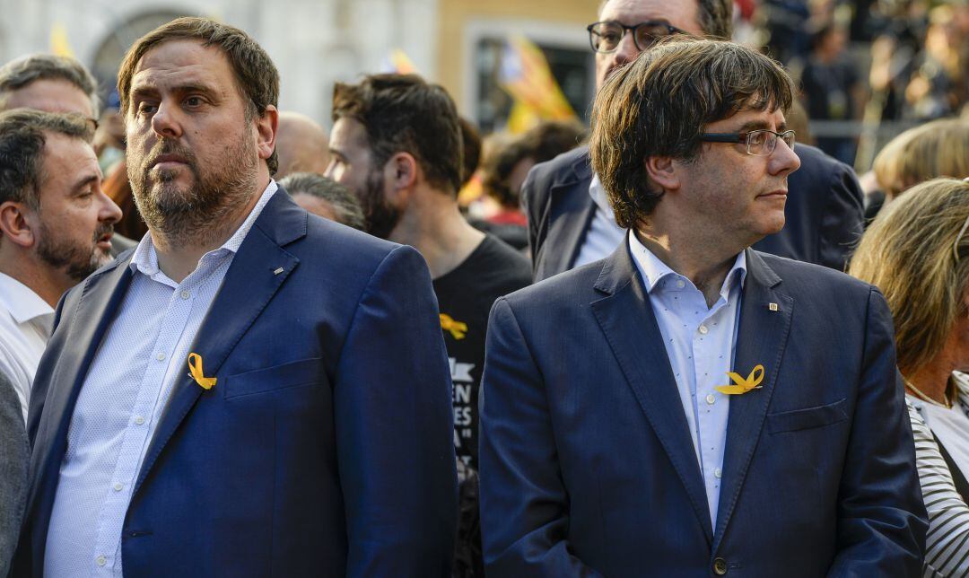 Oriol Junqueras y Carles Puigdemont el 21 de octubre de 2017