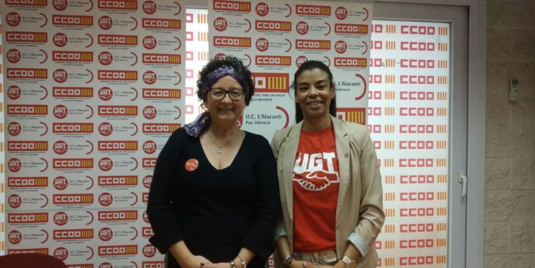 Consuelo Navarro (i) y Yaissel Sánchez durante la presentación de los actos del 1º de Mayo de 2019