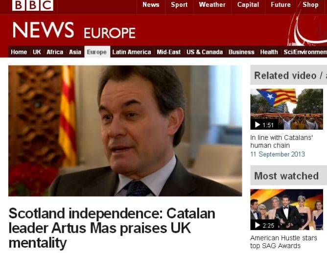 Imatge de la web de la BBC avui que ha entrevistat a Artur Mas