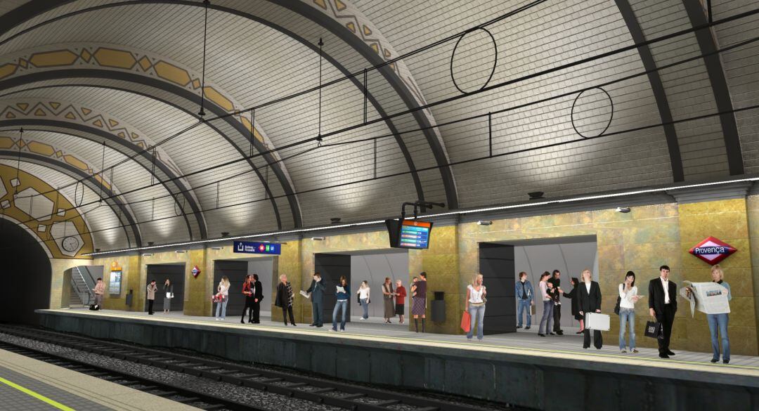 Imatge virtual que mostra la reforma de l&#039;andana de l&#039;estació de Provença