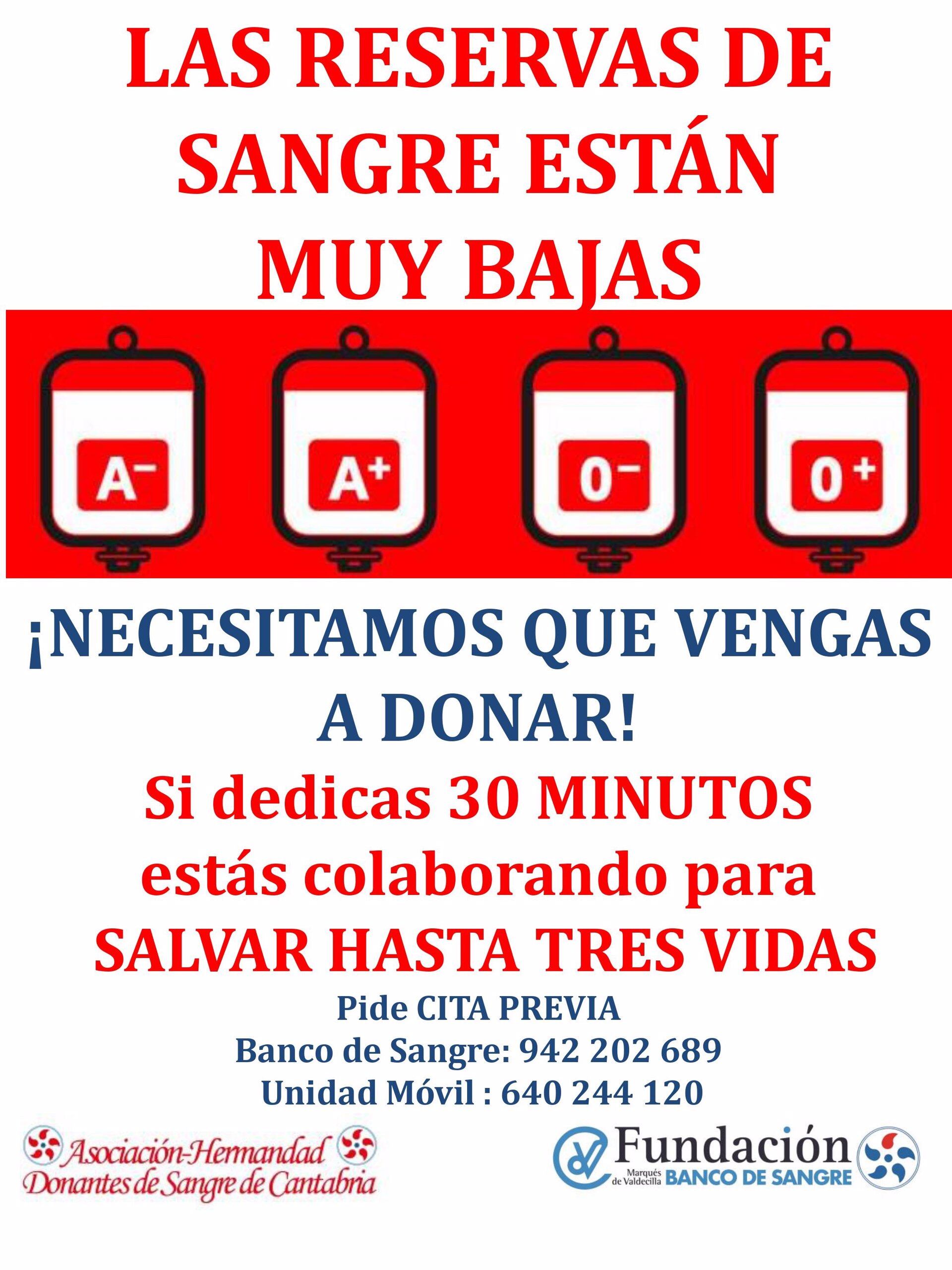 Llamamiento a donar sangre.